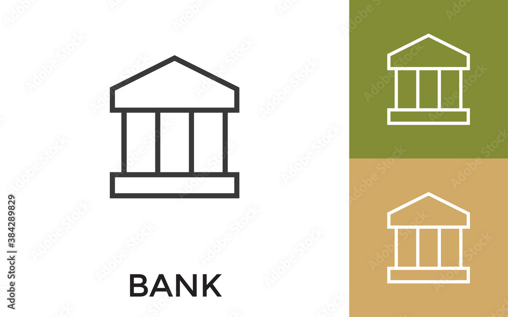 Poster editable bank icon with title. useful for mobile application, website, software and print media.