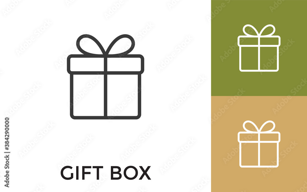 Poster editable gift box icon with title. useful for mobile application, website, software and print media.