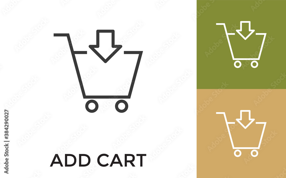 Aufkleber editable shopping cart icon with title. useful for mobile application, website, software and print m
