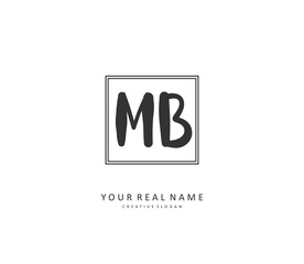 M B MB Initial letter handwriting and signature logo. A concept handwriting initial logo with template element.
