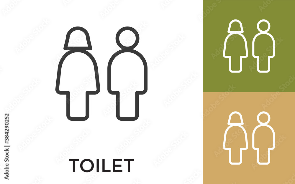Aufkleber editable toilet icon with title. useful for mobile application, website, software and print media.