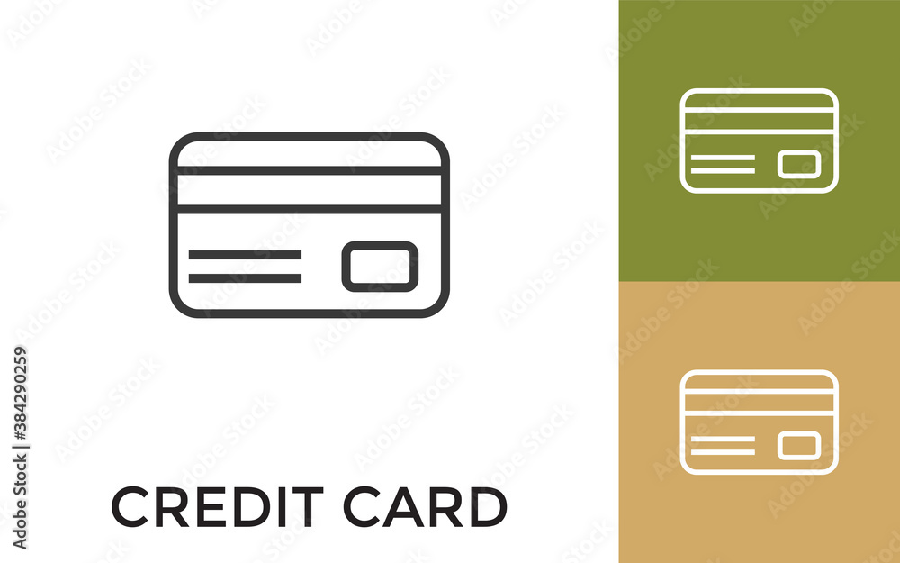 Poster editable credit or debit card icon with title. useful for mobile application, website, software and 