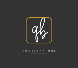 Q B QB Initial letter handwriting and signature logo. A concept handwriting initial logo with template element.