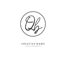 Q B QB Initial letter handwriting and signature logo. A concept handwriting initial logo with template element.