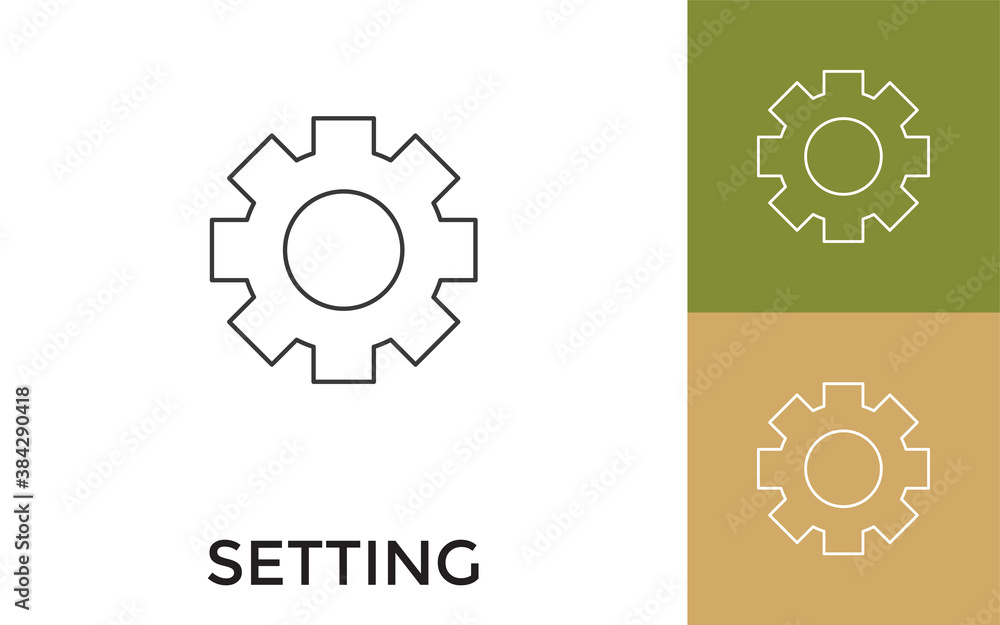 Poster editable setting thin line icon with title. useful for mobile application, website, software and pri