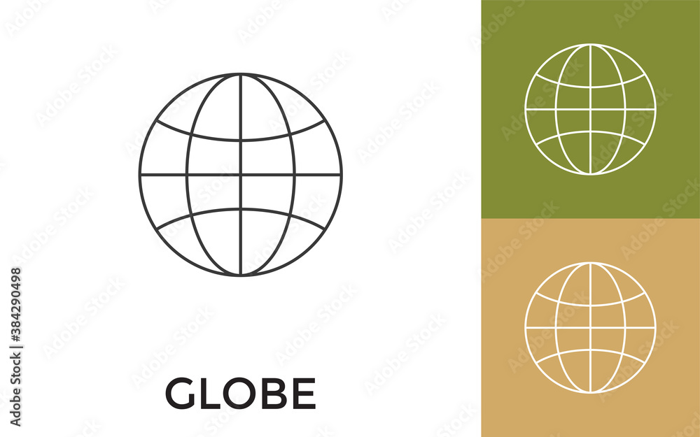 Aufkleber editable globe thin line icon with title. useful for mobile application, website, software and print