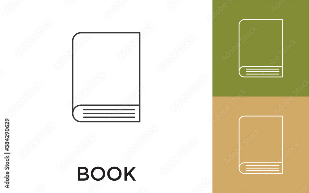 Poster editable book thin line icon with title. useful for mobile application, website, software and print 