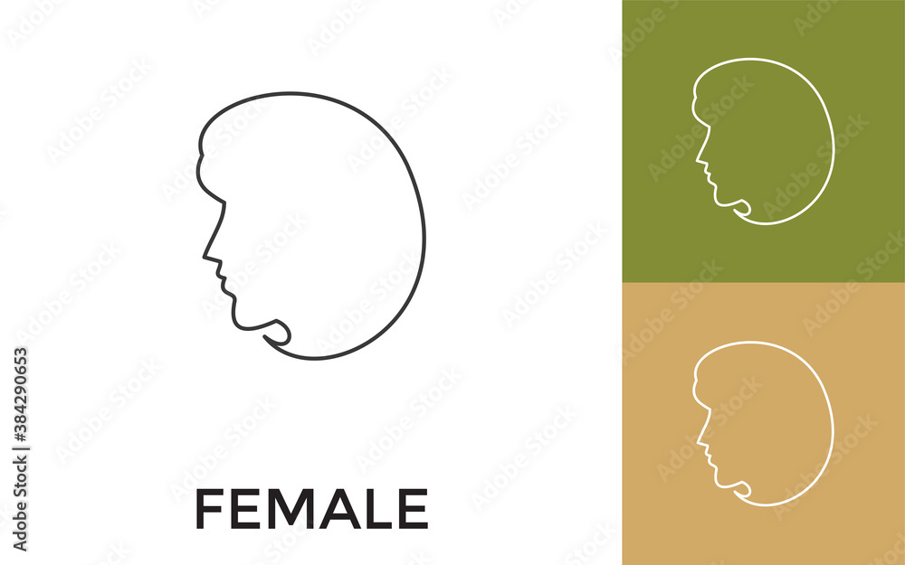 Poster editable female thin line icon with title. useful for mobile application, website, software and prin