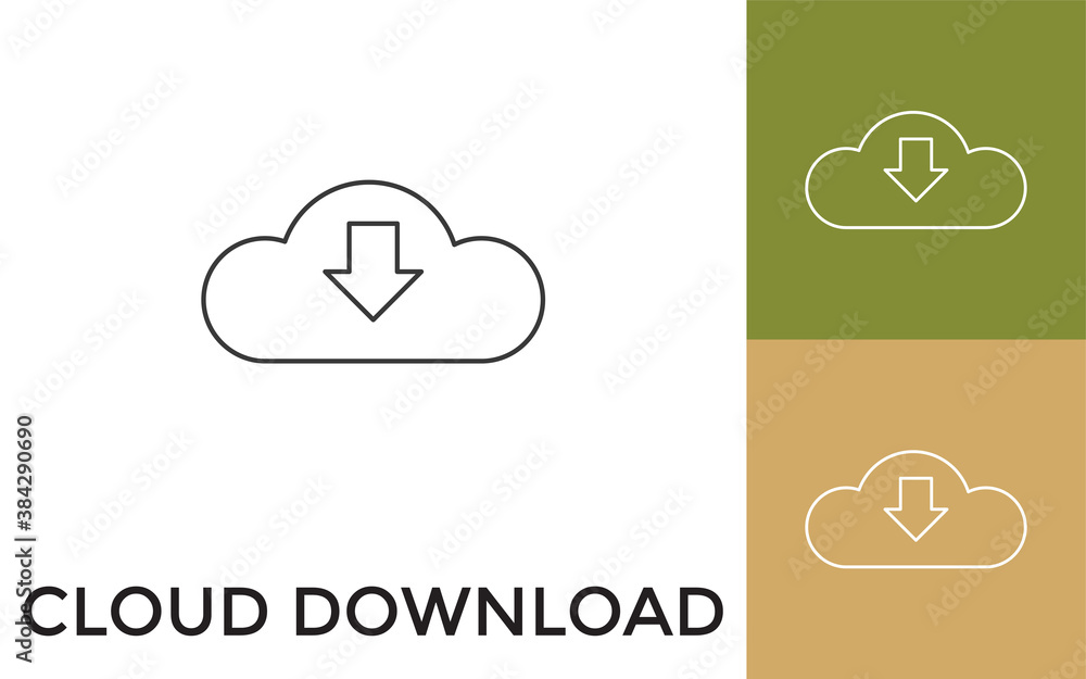 Poster editable cloud download thin line icon with title. useful for mobile application, website, software 