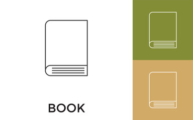 Editable Book Thin Line Icon with Title. Useful For Mobile Application, Website, Software and Print Media.