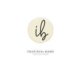 IB Initial letter handwriting and signature logo. A concept handwriting initial logo with template element.