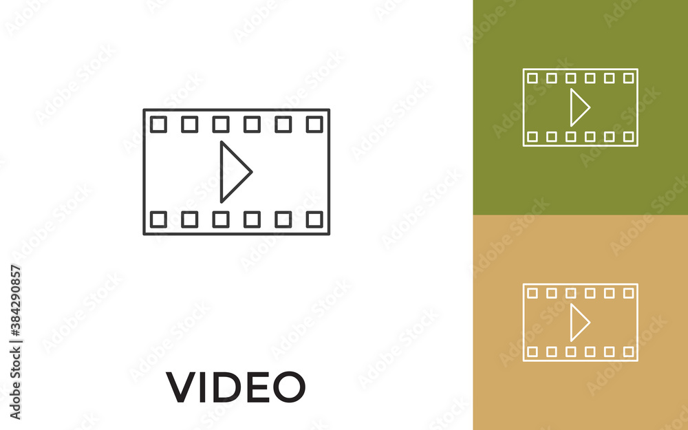 Poster editable video thin line icon with title. useful for mobile application, website, software and print
