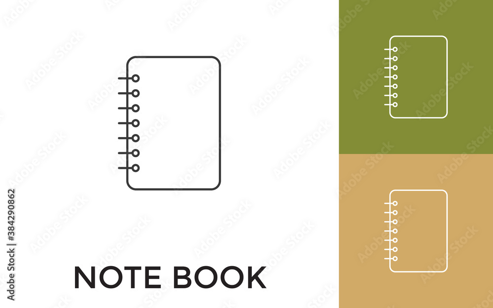 Aufkleber editable note book thin line icon with title. useful for mobile application, website, software and p