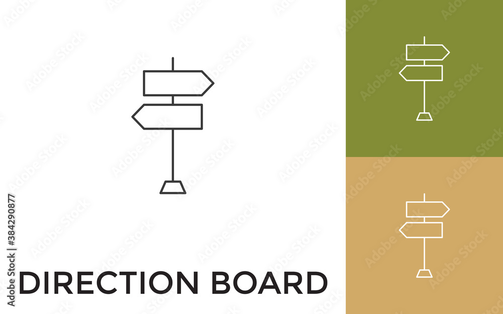 Poster editable direction board thin line icon with title. useful for mobile application, website, software