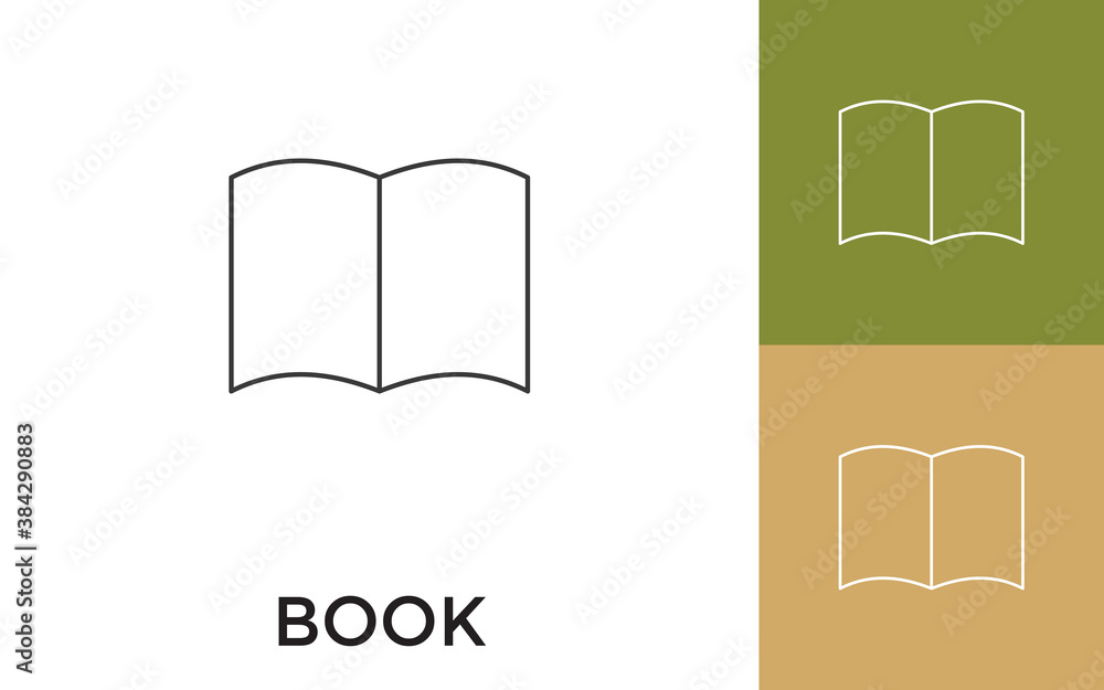 Poster editable book thin line icon with title. useful for mobile application, website, software and print 