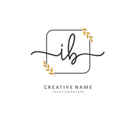 IB Initial letter handwriting and signature logo. A concept handwriting initial logo with template element.