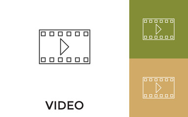 Editable Video Thin Line Icon with Title. Useful For Mobile Application, Website, Software and Print Media.