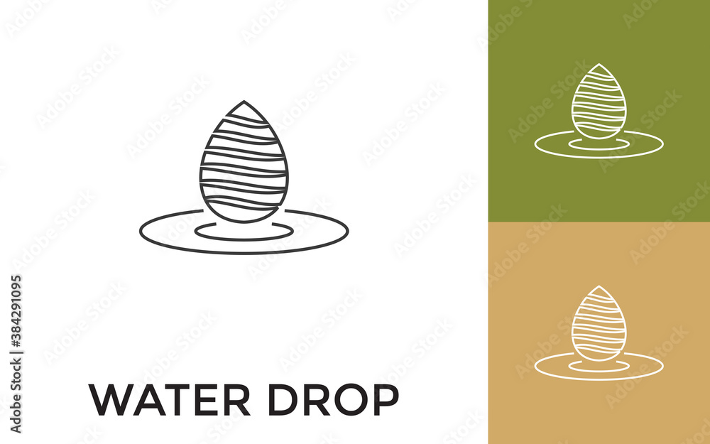 Poster editable water drop thin line icon with title. useful for mobile application, website, software and 