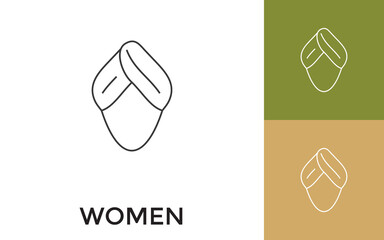 Editable Woman Thin Line Icon with Title. Useful For Mobile Application, Website, Software and Print Media.