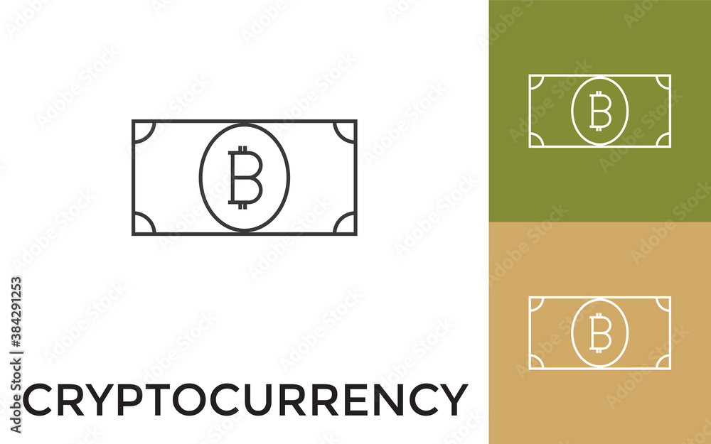 Poster editable cryptocurrency thin line icon with title. useful for mobile application, website, software 