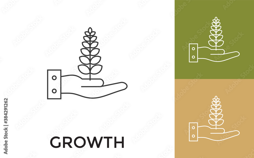 Poster editable growth thin line icon with title. useful for mobile application, website, software and prin