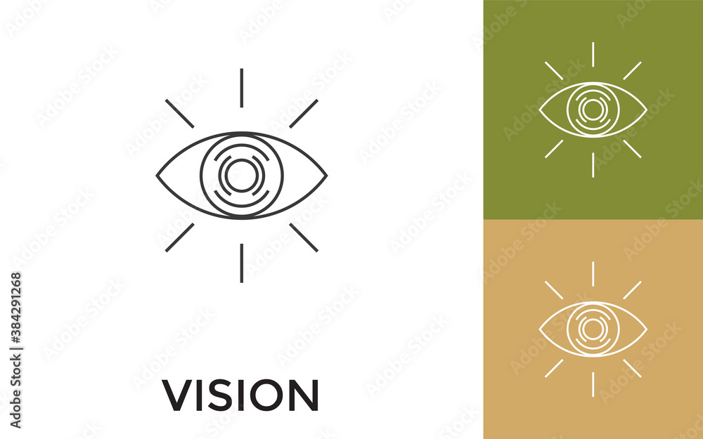 Poster editable vision thin line icon with title. useful for mobile application, website, software and prin
