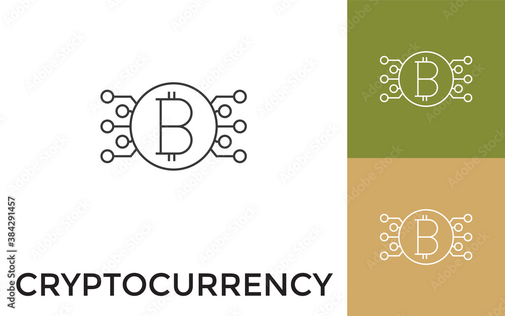 Poster editable cryptocurrency thin line icon with title. useful for mobile application, website, software 