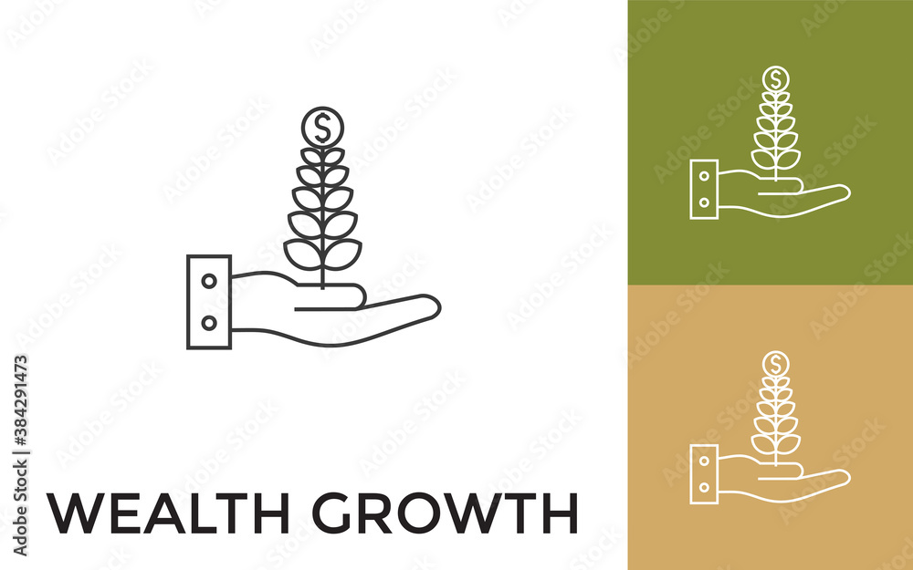 Poster editable growth thin line icon with title. useful for mobile application, website, software and prin