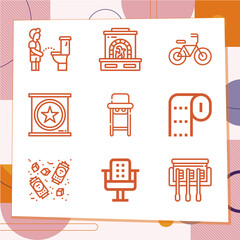 Simple set of 9 icons related to seat
