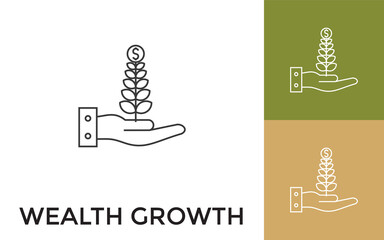 Fototapeta premium Editable Growth Thin Line Icon with Title. Useful For Mobile Application, Website, Software and Print Media.