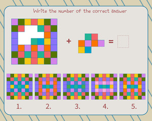 Logic game for children. Find the correct answer and write down the number