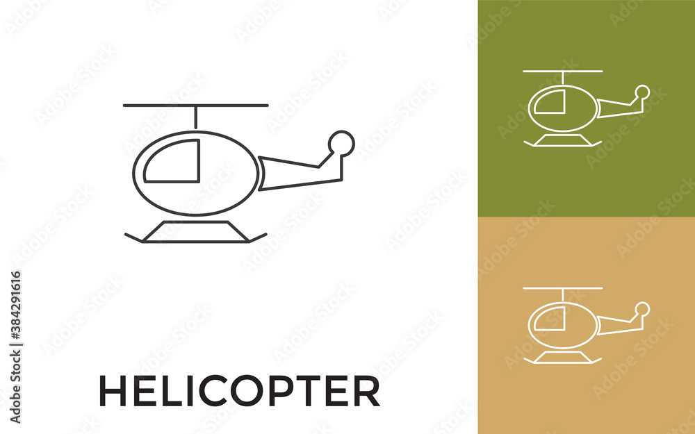 Poster editable helicopter thin line icon with title. useful for mobile application, website, software and 