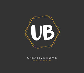 U B UB Initial letter handwriting and signature logo. A concept handwriting initial logo with template element.