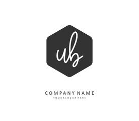 U B UB Initial letter handwriting and signature logo. A concept handwriting initial logo with template element.