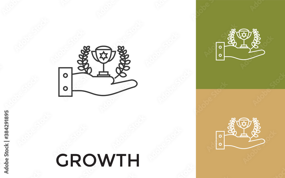 Poster editable growth thin line icon with title. useful for mobile application, website, software and prin
