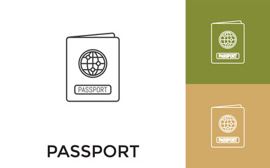 Editable Passport Thin Line Icon with Title. Useful For Mobile Application, Website, Software and Print Media.