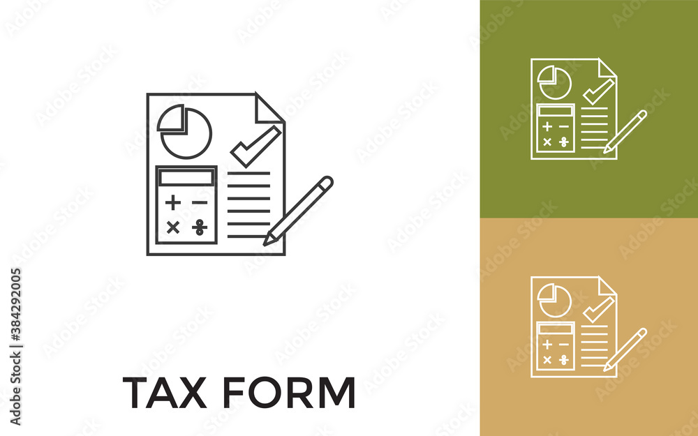 Poster editable tax form thin line icon with title. useful for mobile application, website, software and pr