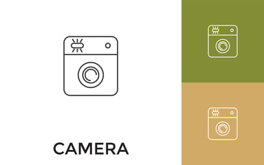 Editable Camera Thin Line Icon with Title. Useful For Mobile Application, Website, Software and Print Media.