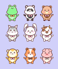 Set of Funny Cartoon Animals