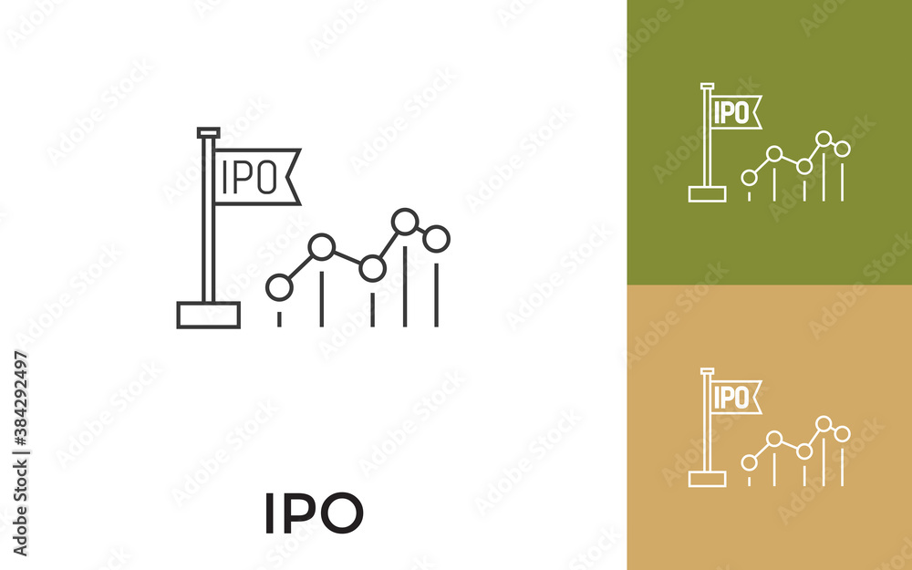 Poster editable ipo thin line icon with title. useful for mobile application, website, software and print m