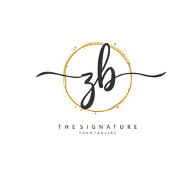 Z B ZB Initial letter handwriting and signature logo. A concept handwriting initial logo with template element.