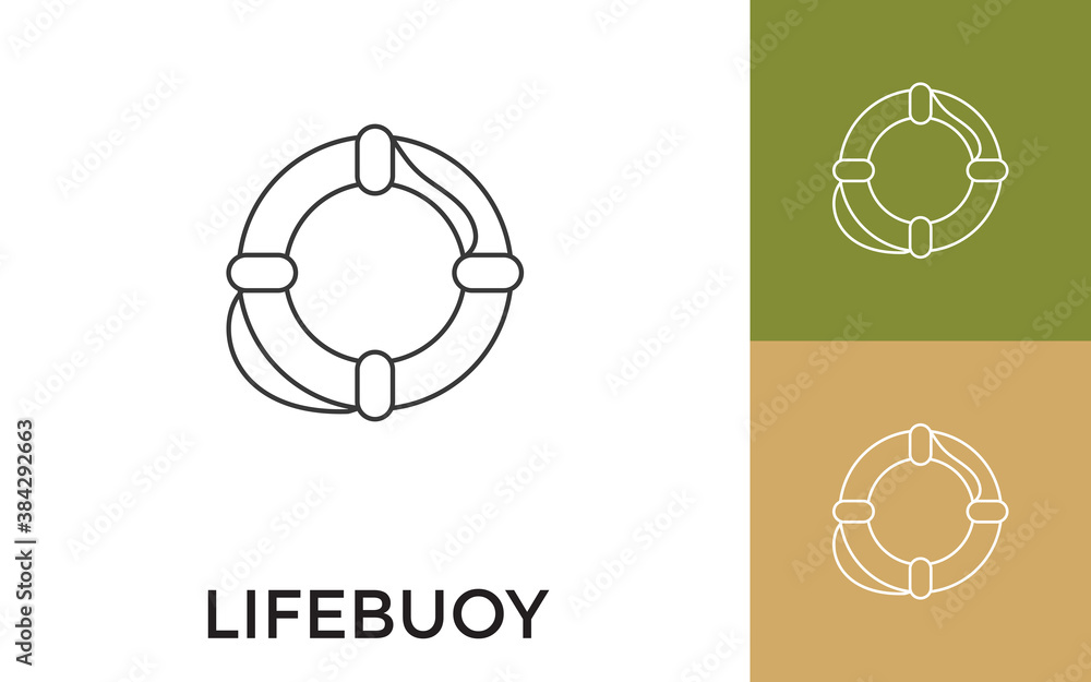 Poster editable lifebuoy thin line icon with title. useful for mobile application, website, software and pr