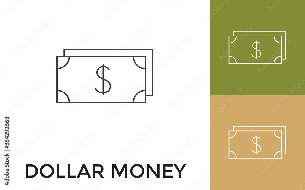 Poster editable dollar money thin line icon with title. useful for mobile application, website, software an