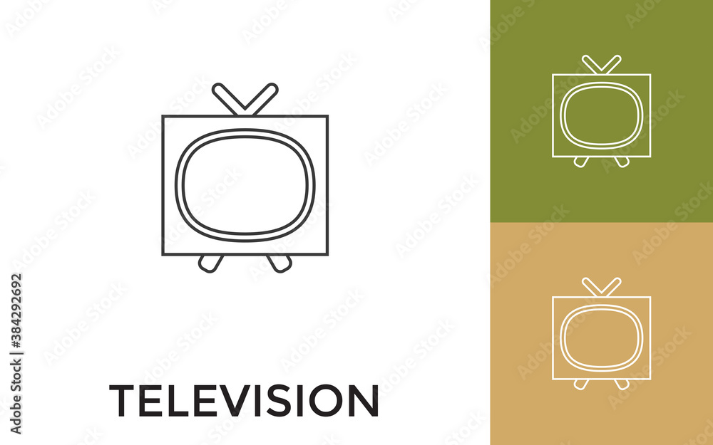 Aufkleber editable television thin line icon with title. useful for mobile application, website, software and 