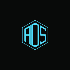 AOS letter icon design on black background.  Creative letter AOS/A O S logo design. AOS initials Logo design