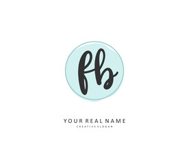F B FB Initial letter handwriting and signature logo. A concept handwriting initial logo with template element.