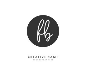 F B FB Initial letter handwriting and signature logo. A concept handwriting initial logo with template element.