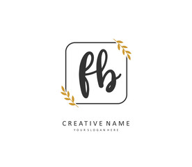 F B FB Initial letter handwriting and signature logo. A concept handwriting initial logo with template element.
