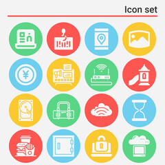 16 pack of initial  filled web icons set
