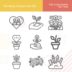 Simple set of endemic related lineal icons.